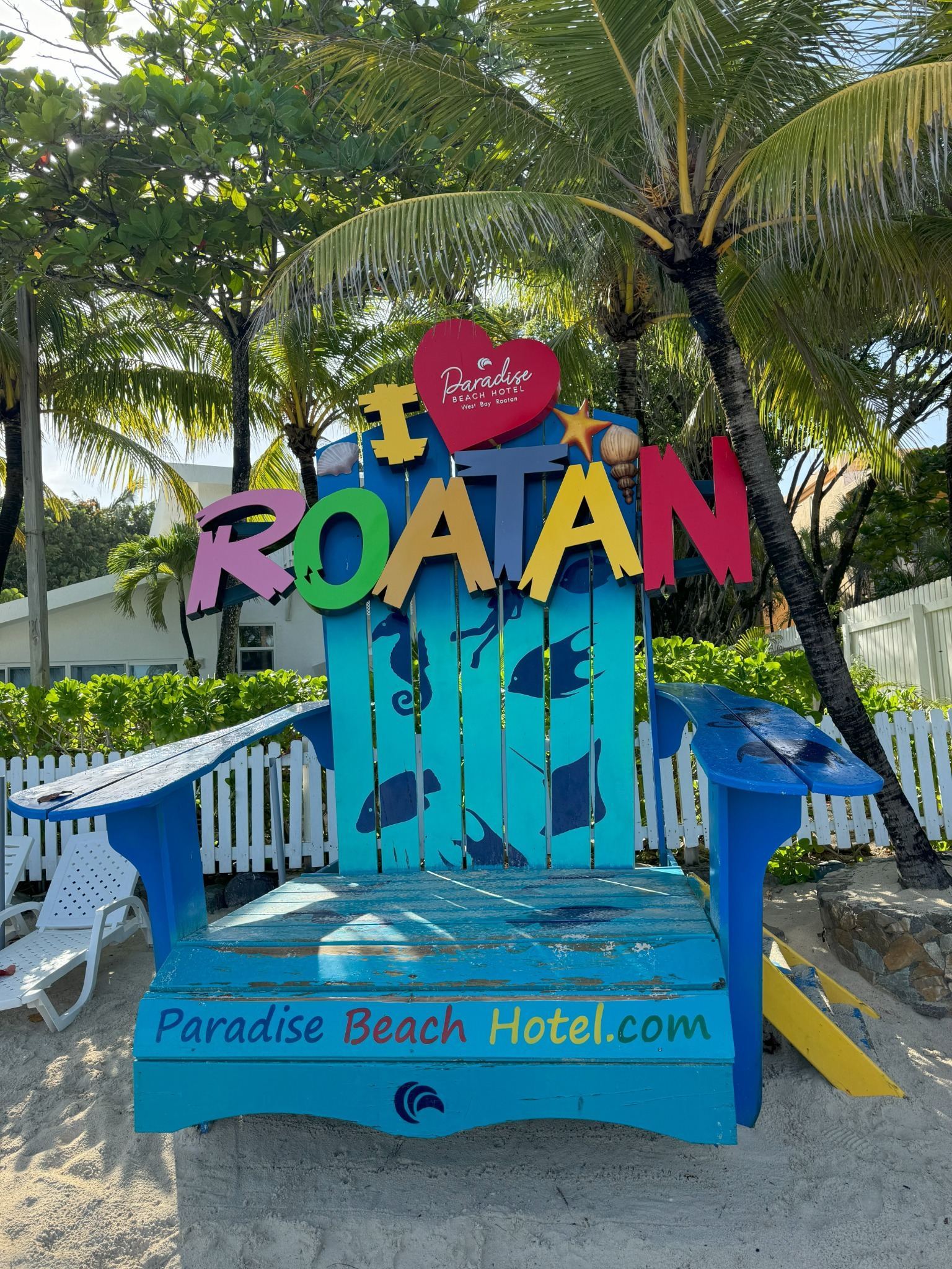 I Love Roatan chair near Paradise Beach in West Bay
