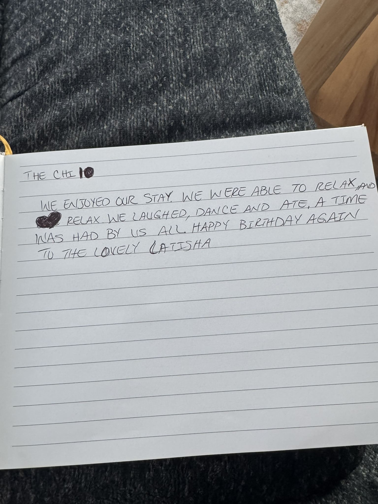 Handwritten guest book review from Sea Turtle Villa