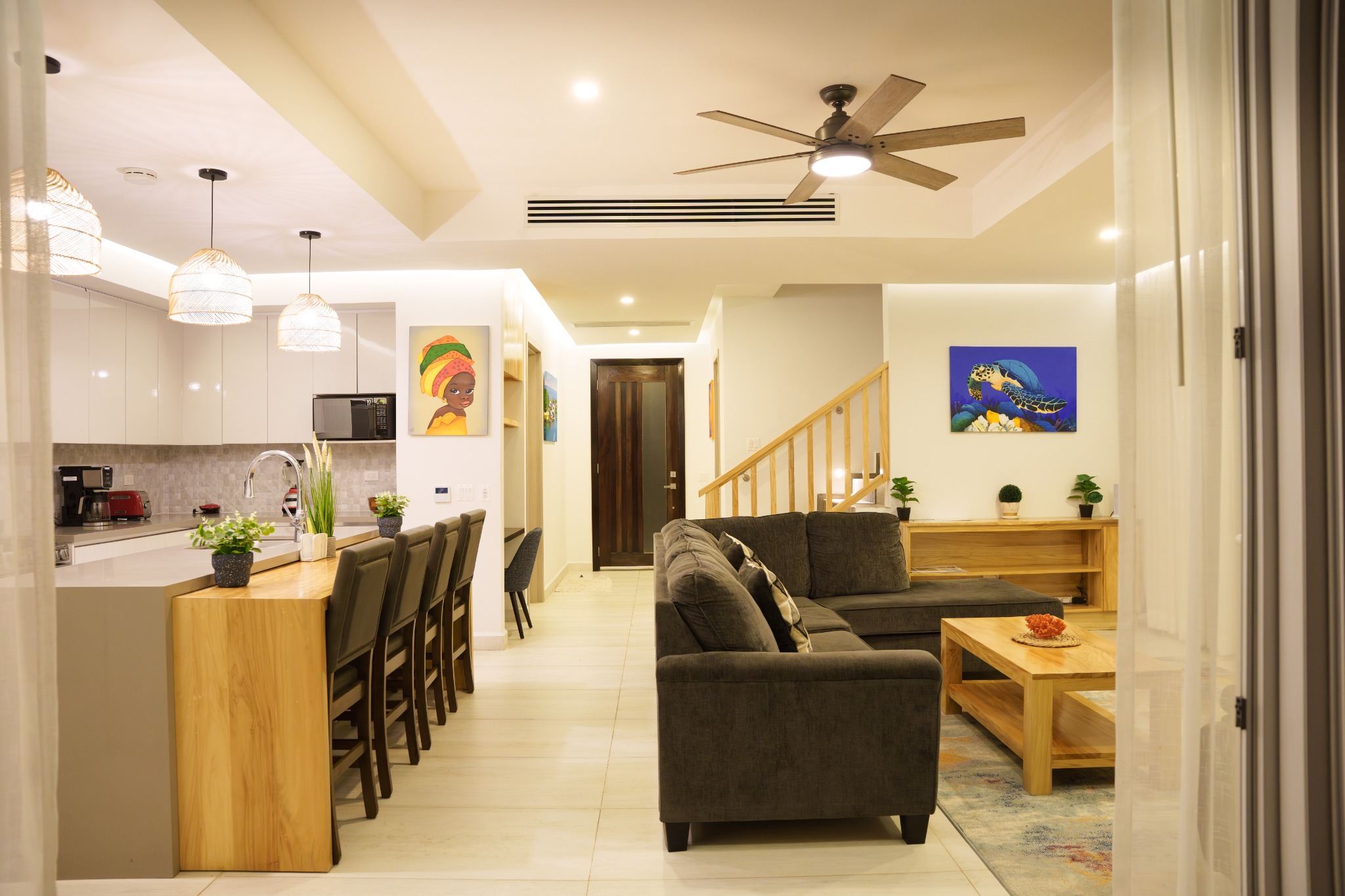 Open kitchen and living